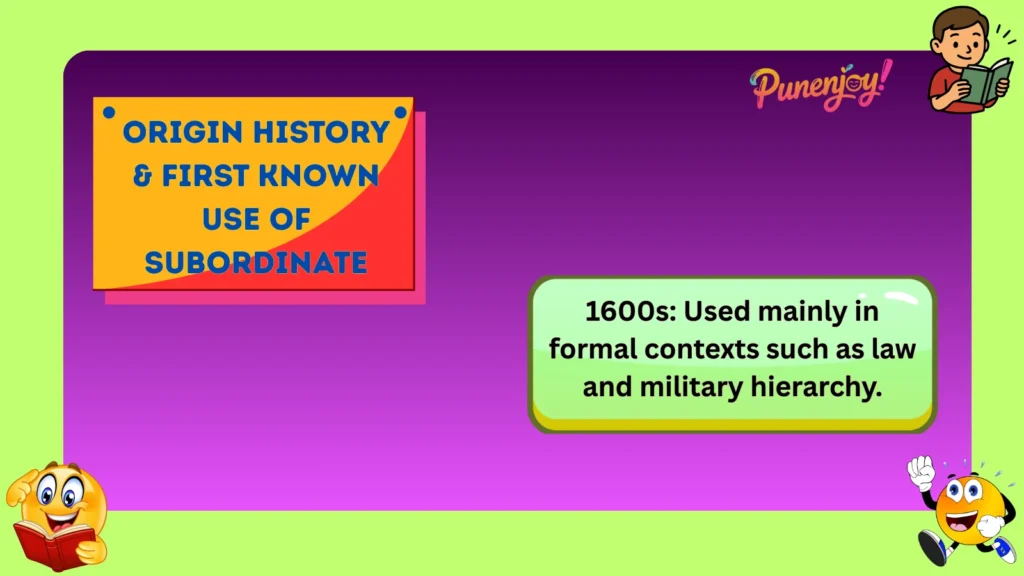 Origin History & First Known Use of  Subordinate